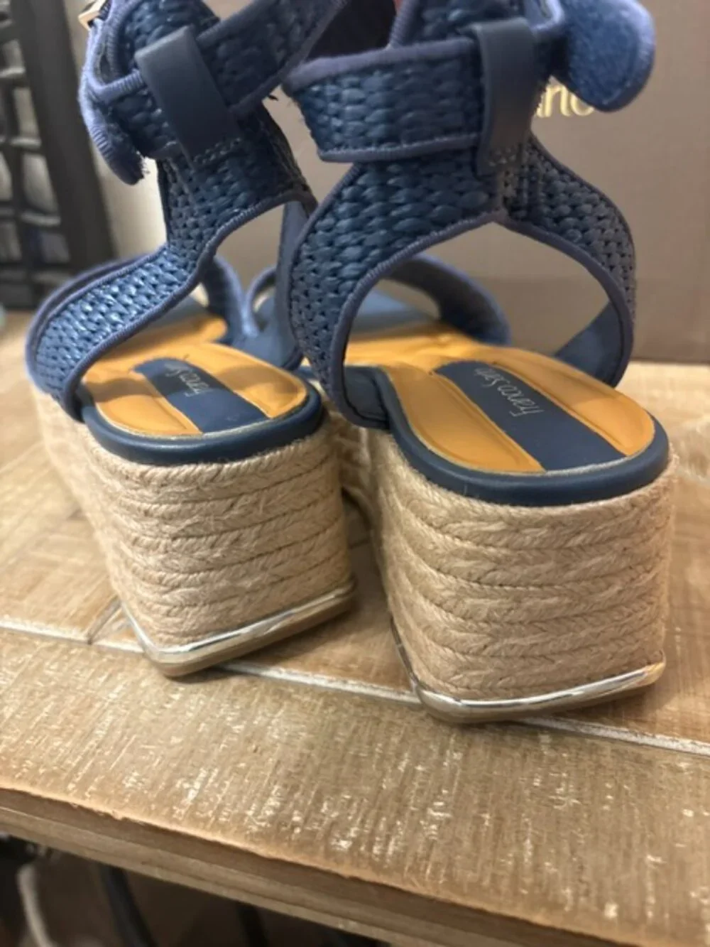 NEW Franco Sarto Tiffany Platform Espadrille Sandals Blue Size 7.5